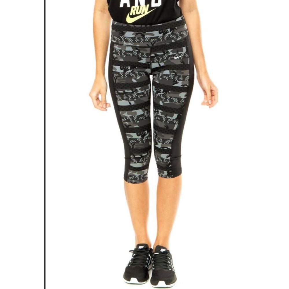 Nike Dri-Fit Epic Lux Legging Clash Camo Mid-Rise Crop Running Medium Womens